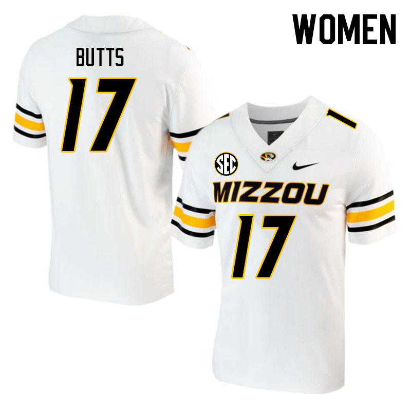 Women #17 Taj Butts Missouri Tigers College 2023 Football Stitched Jerseys Sale-White - Click Image to Close